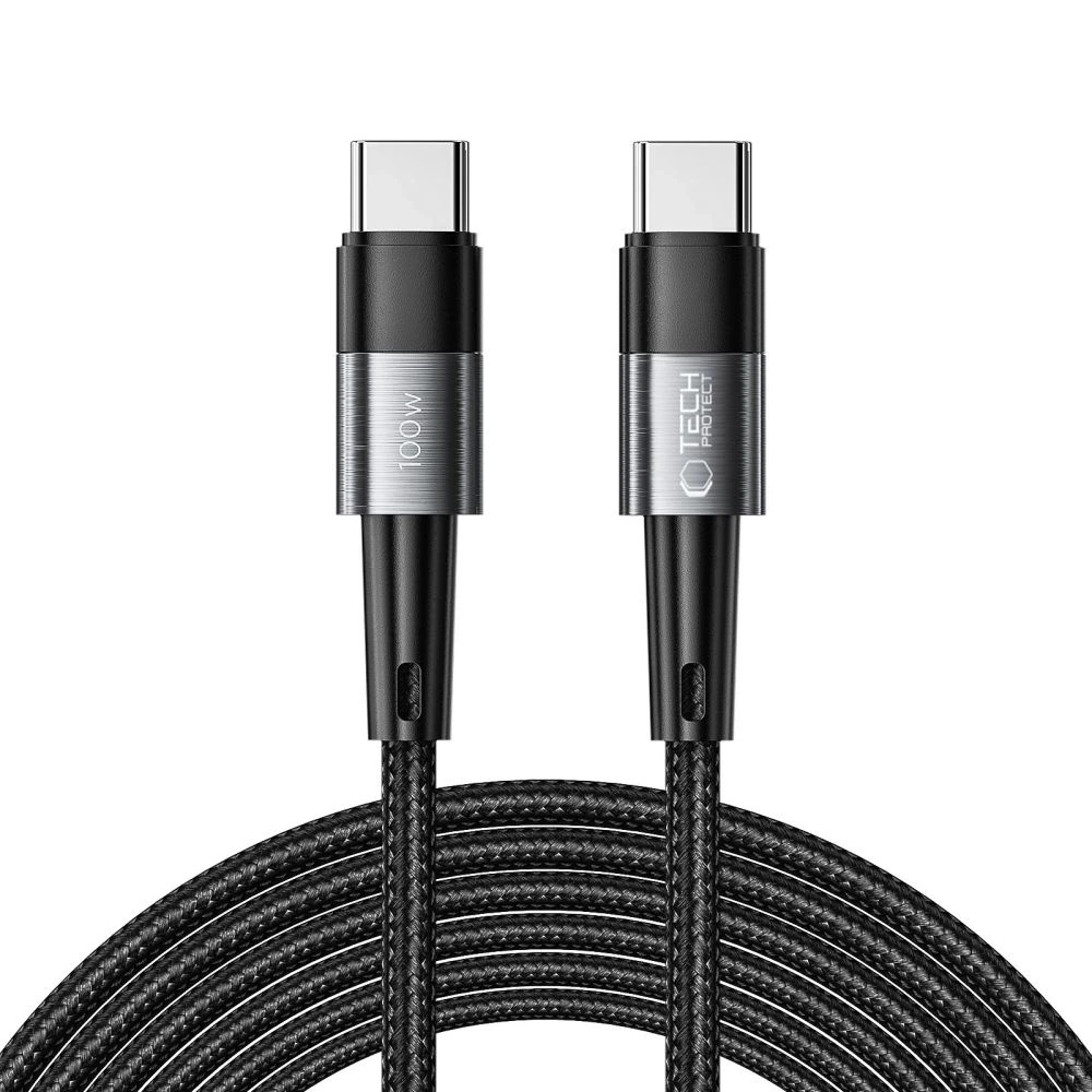 Kabelis 5A PD100W 3m USB-C ir USB-C Tech-Protect Ultraboost pilkos spalvos