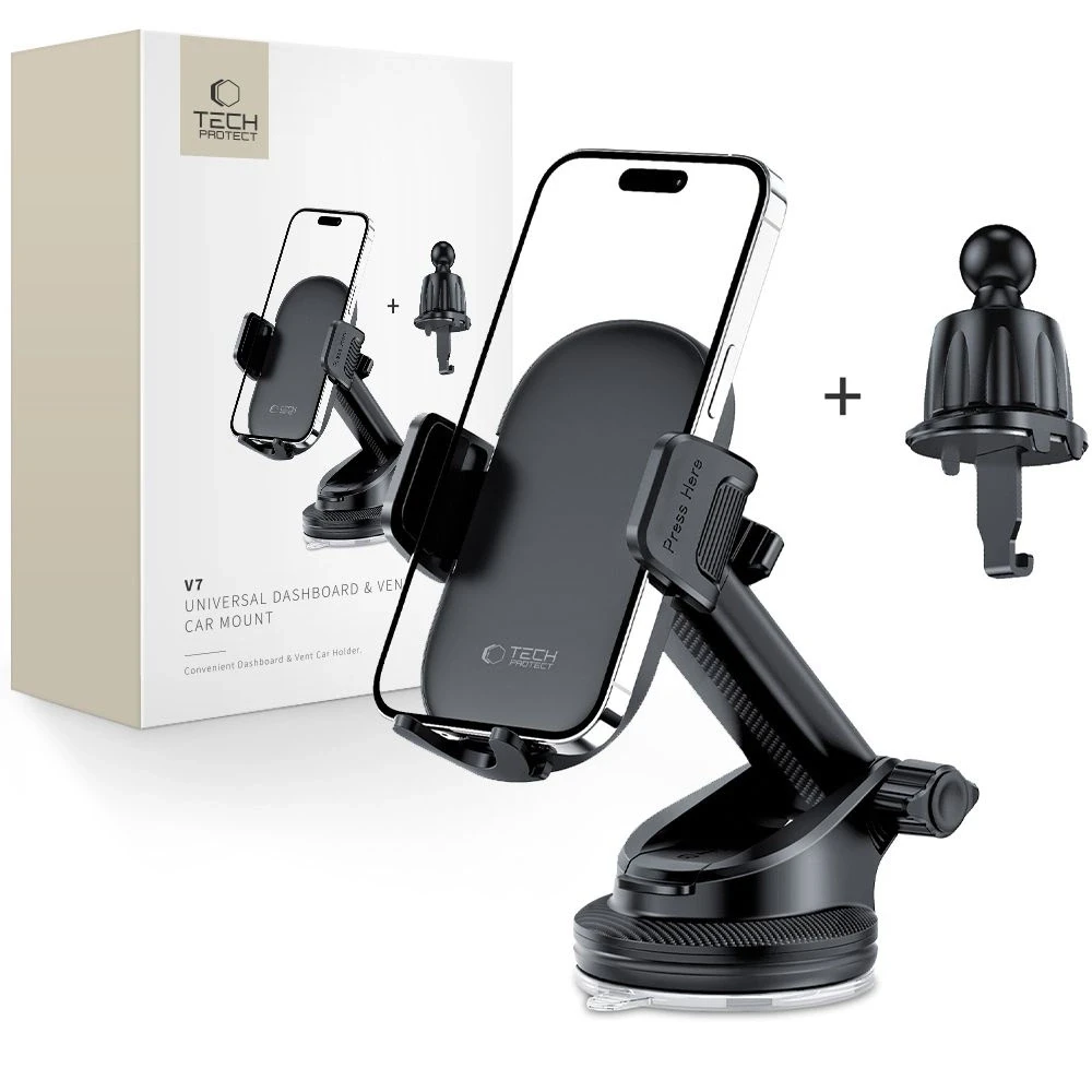 Tech-Protect V7 automobilinis telefono laikiklis for cockpit / air vent – juodos spalvos