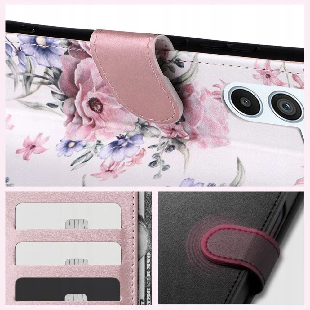Dėklas Xiaomi Redmi 14C / Poco C75 Tech-Protect piniginės žiedų gėlė