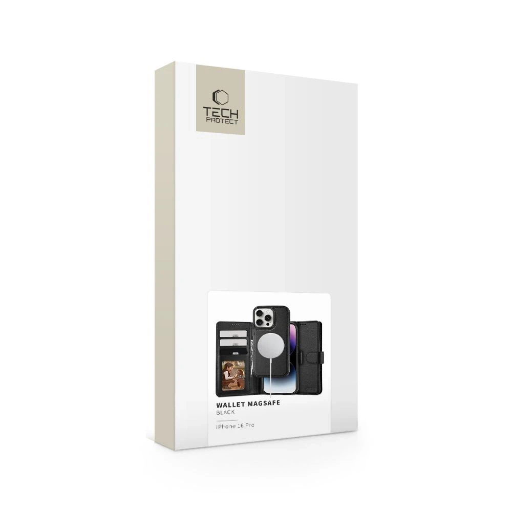 Apple iPhone 16 Pro Tech-Protect Wallet MagSafe dėklas telefonui juodos spalvos