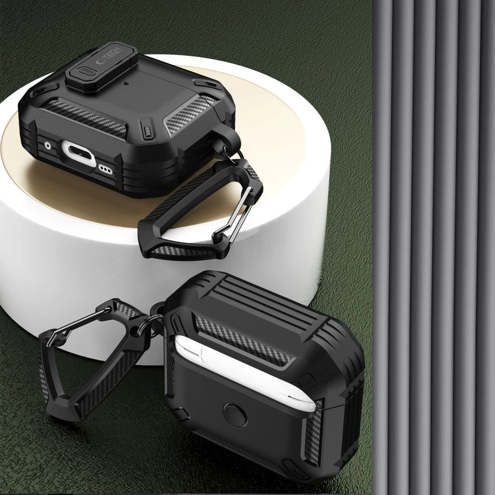 Tech-Protect X-CarboAirPods Pro 1 / 2 – dėklas ausinėms juodos spalvos