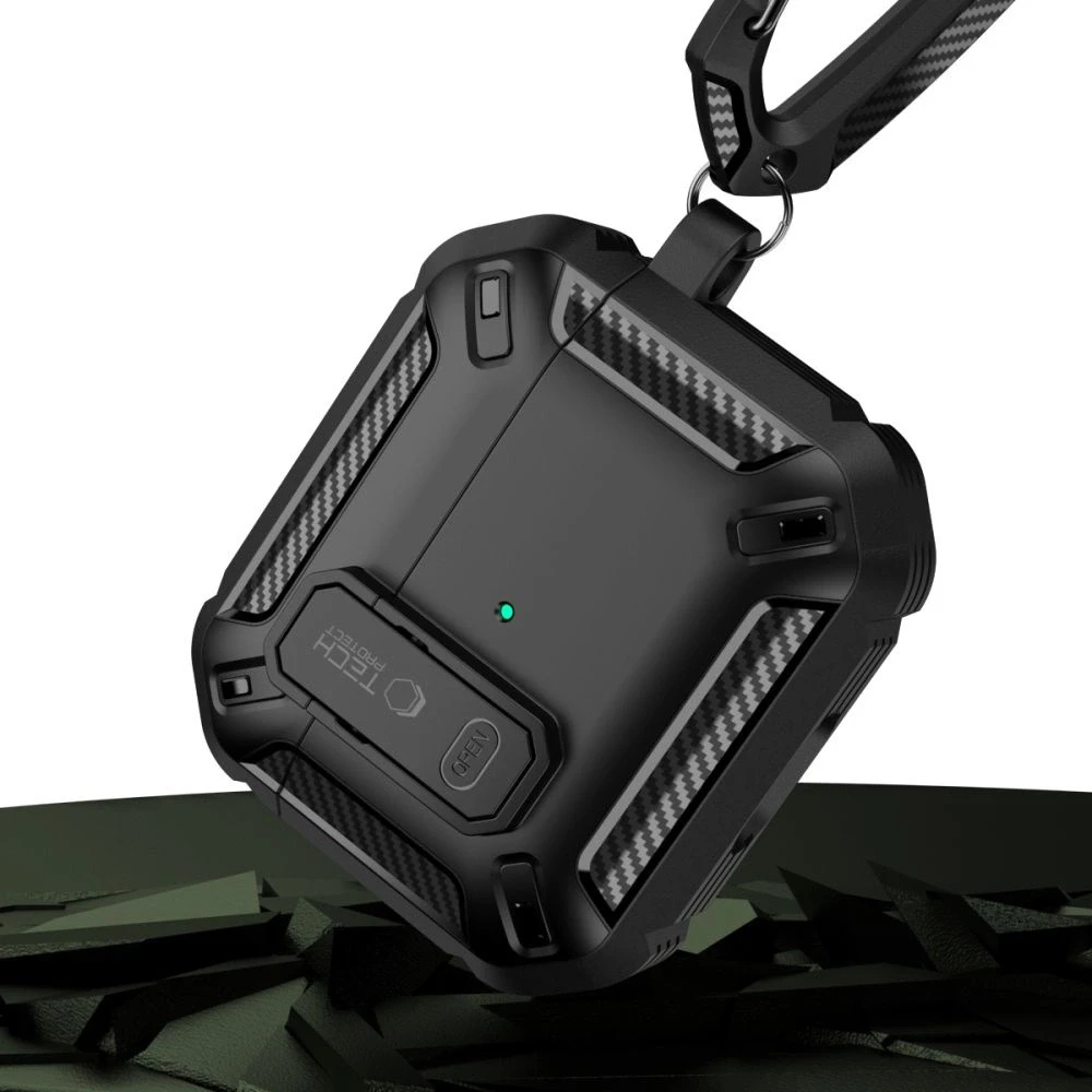 Tech-Protect X-CarboAirPods Pro 1 / 2 – dėklas ausinėms juodos spalvos