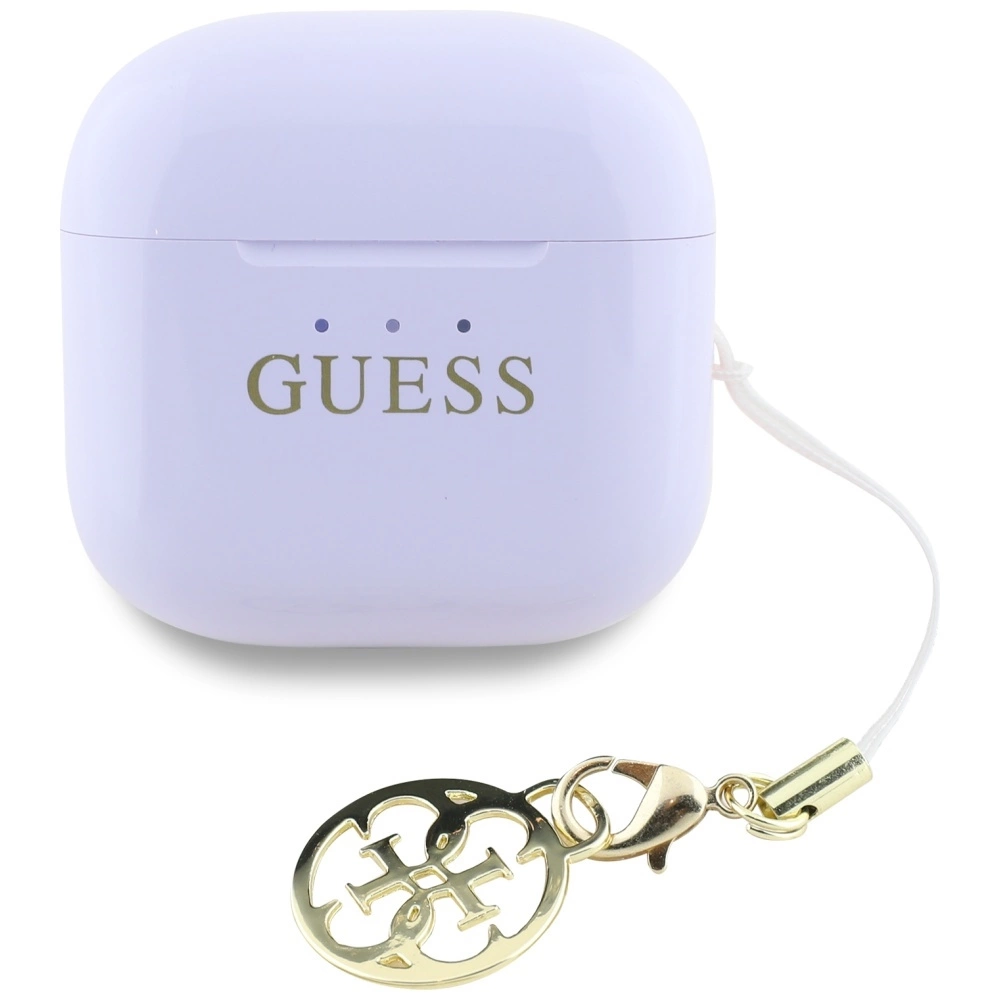 TWS ausinės Guess Glossy Effect Printed Classic Logo & Charm lavender