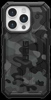 UAG Urban Armor Gear dėklas PATHFINDER, suderinamas su „Magsafe“, skirtas IPHONE 15 Pro, vidurnakčio kamufliažas