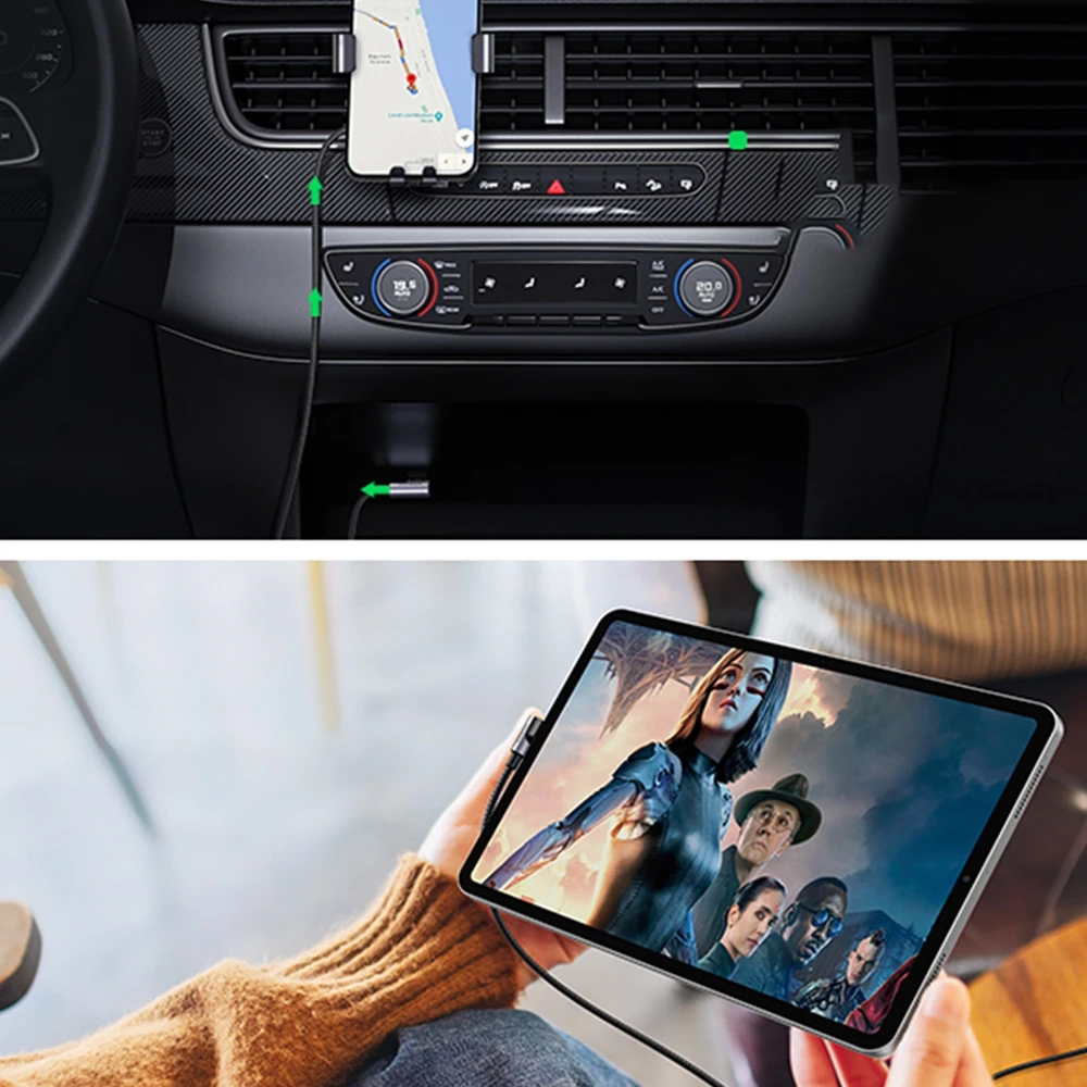 USB-C į USB-A 2.0 kampinis laidas UGREEN US176, 3A, 3m - Juodas