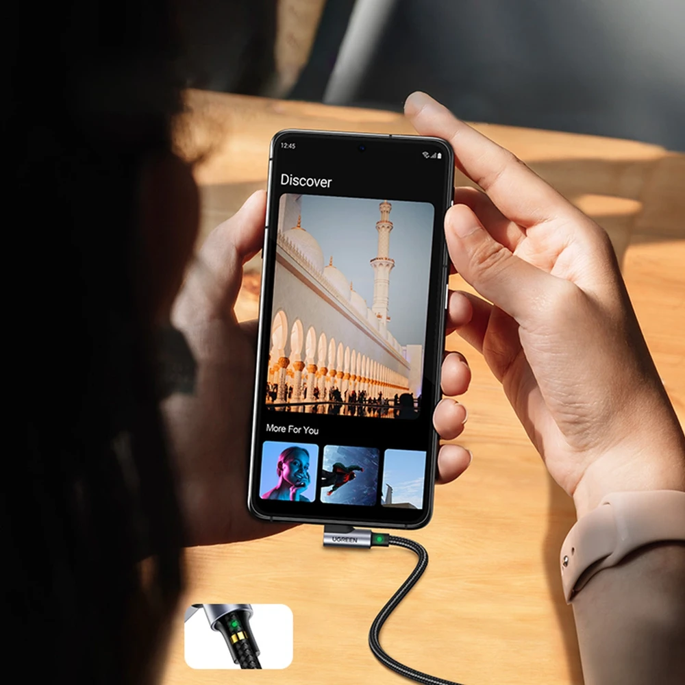 USB-C į USB-A 2.0 kampinis laidas UGREEN US176, 3A, 3m - Juodas