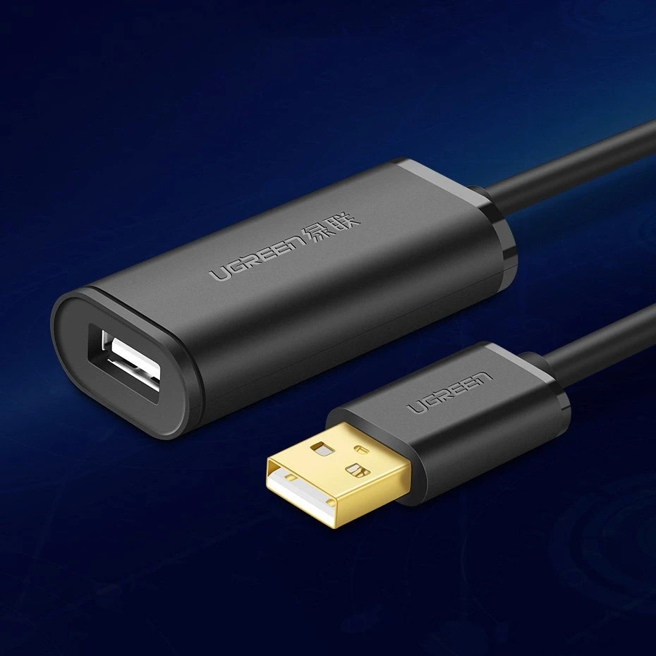 Kabelio prailginimas USB 2.0 UGREEN US121 10m - Juodas