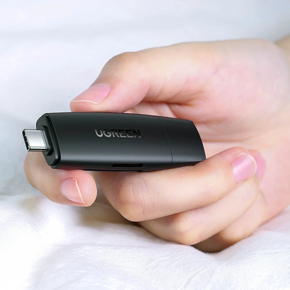 UGREEN adapteris USB + USB-C CM304 kortelių skaitytuvas SD + Micro SD - juodas