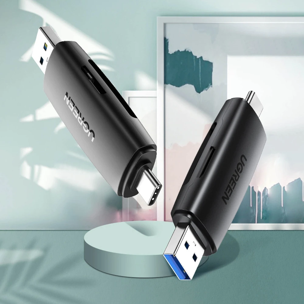 UGREEN adapteris USB + USB-C CM304 kortelių skaitytuvas SD + Micro SD - juodas