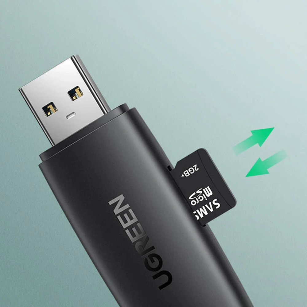 UGREEN adapteris USB + USB-C CM304 kortelių skaitytuvas SD + Micro SD - juodas