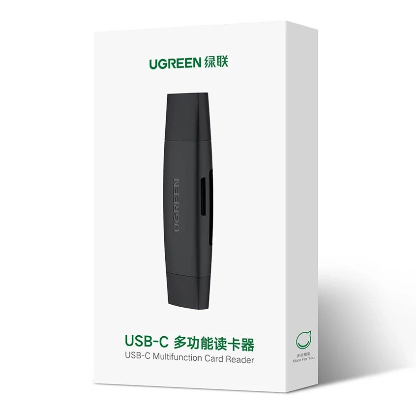UGREEN adapteris USB + USB-C CM304 kortelių skaitytuvas SD + Micro SD - juodas