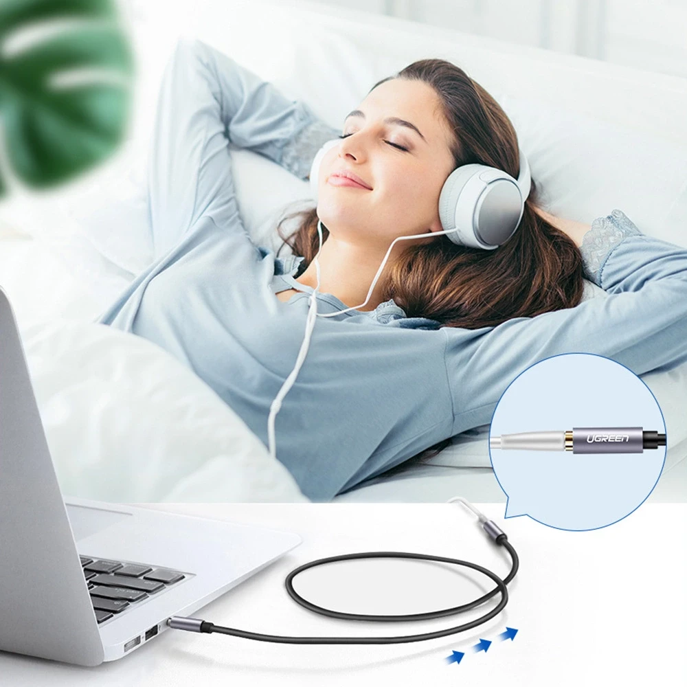 AUX Kabelio prailginimas 3.5mm UGREEN AV118 0.5m - Mėlynas
