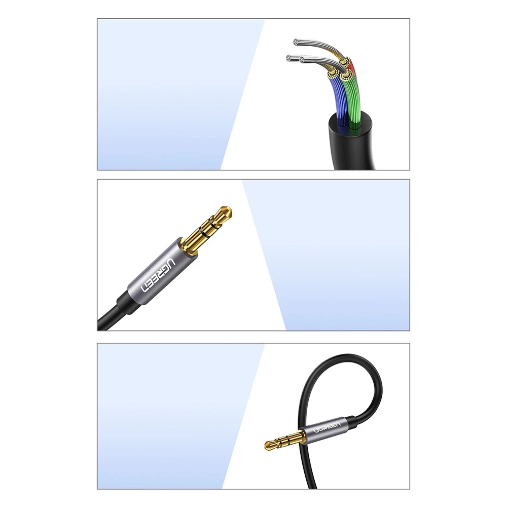 AUX Kabelio prailginimas 3.5mm UGREEN AV118 0.5m - Mėlynas