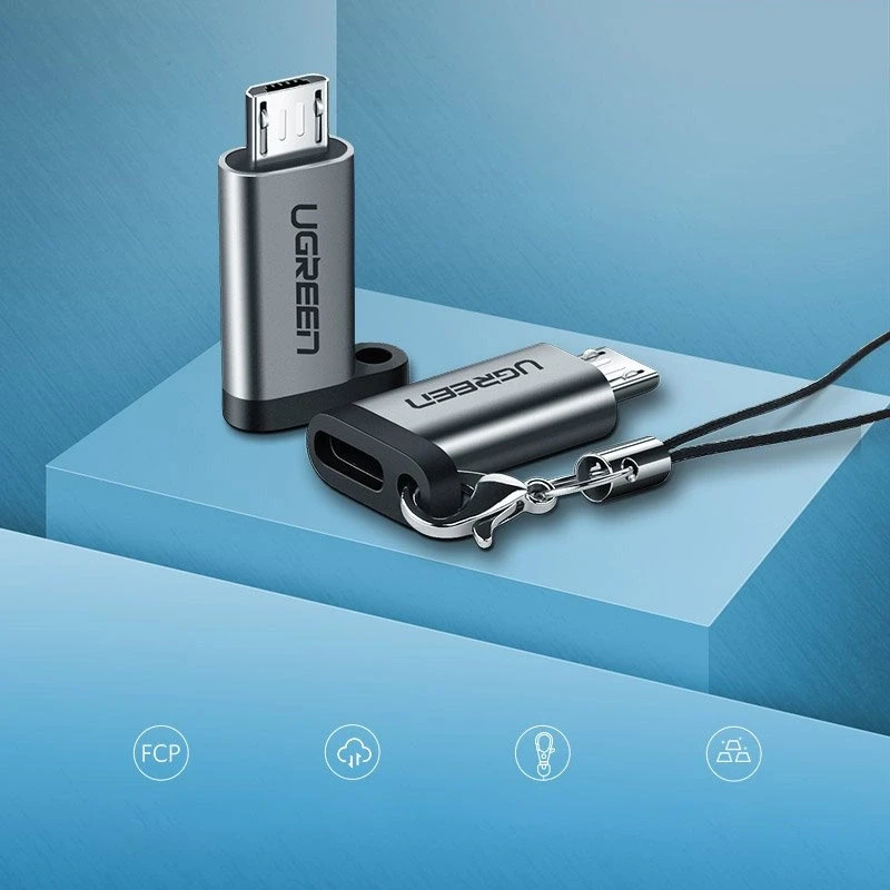 USB-C – micro USB adapteris UGREEN US282 Pilkas