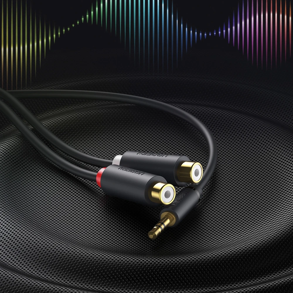 UGREEN AV109 kabelis 3.5 mm kištukas - 2xRCA (Cinch) lizdai 25cm