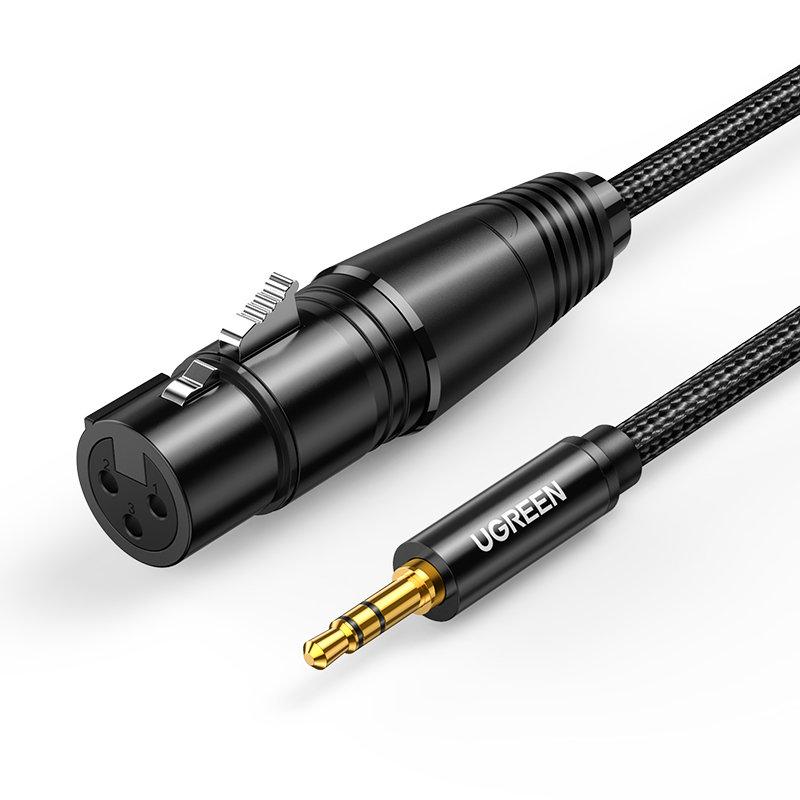 UGREEN AV182 XLR moteriškas - 3.5 vyrų lizdas - 2 m (juodas)