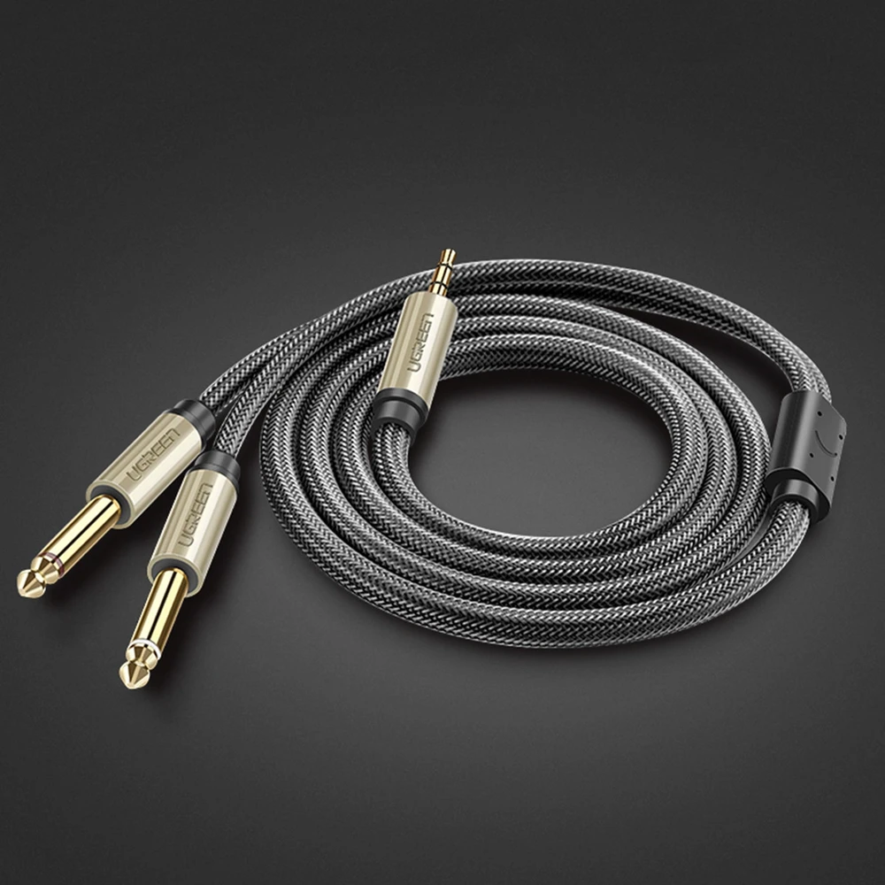 UGREEN AV126 3.5mm - 2x 6.35mm laidas 2m pilkas