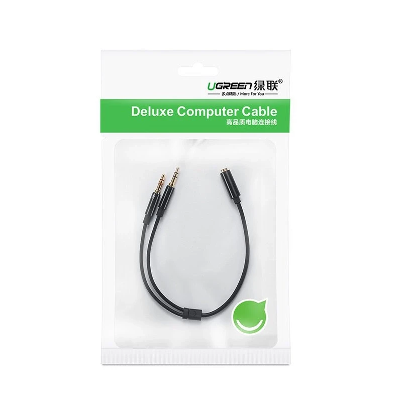 Audio kabelis UGREEN 3.5mm lizdas - 2xkištukas - Juodas