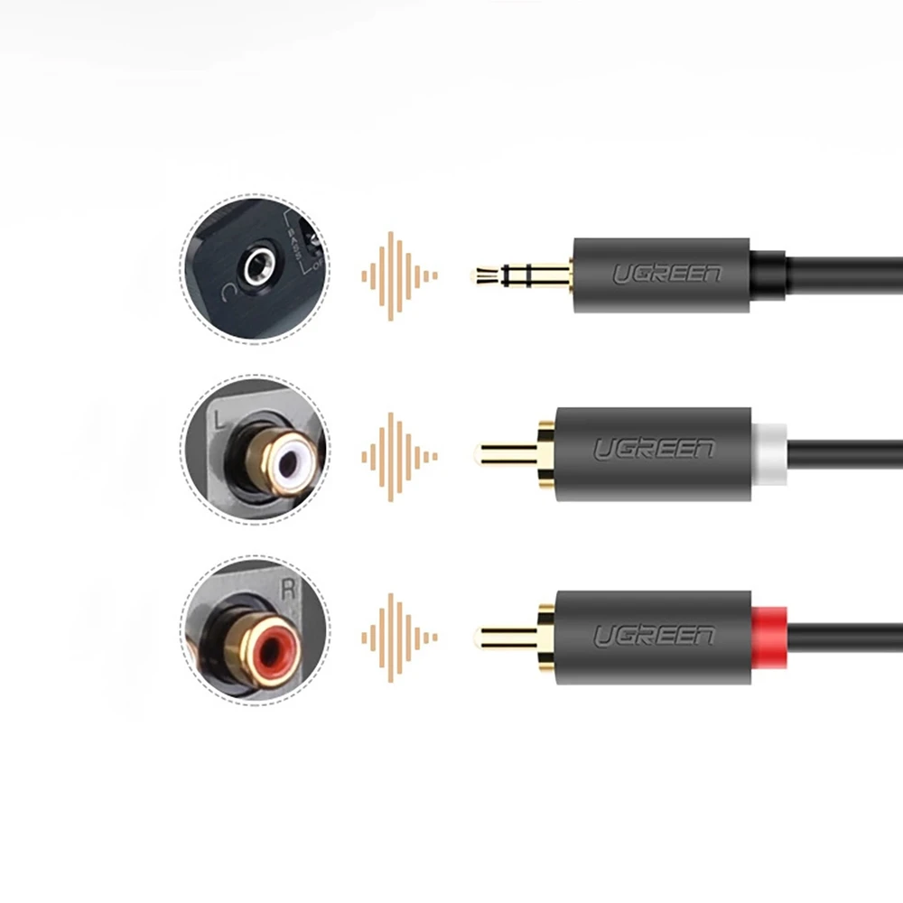 UGREEN AV102 kabelis 2x RCA (Cinch) - 3,5mm 2m