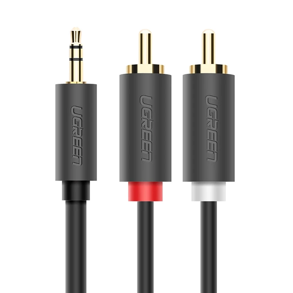 UGREEN AV102 2x RCA (Cinch) kištukai - 3.5mm lizdas kabelis 3m juodas