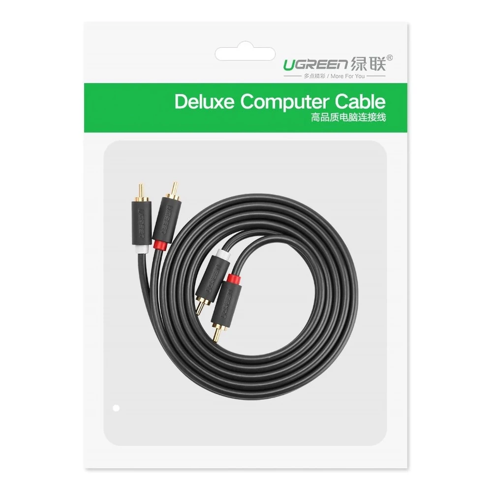 UGREEN AV104 2x RCA - 2x RCA kabelis 1m - Juodas