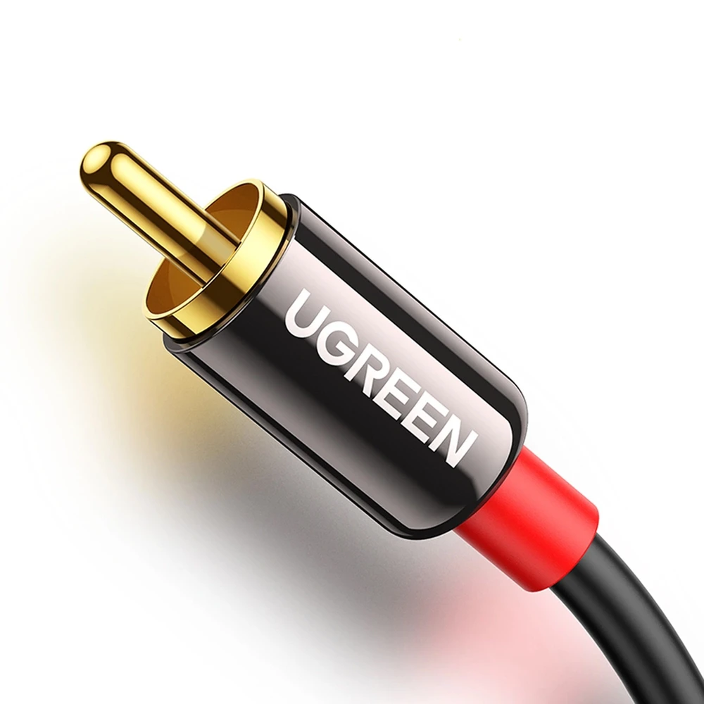 UGREEN AV116 3.5 mm lizdas iki 2RCA (Cinch) kabelis 2 m (juodas)