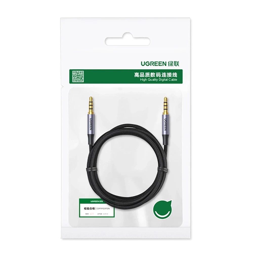 UGREEN kabelis 3.5mm 4pin kištukas - 3.5mm kištukas 4pin 1m AV183 - Juodas