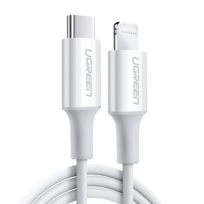 USB-C prie Lightning kabelis UGREEN US171, 3A, 0,25 m (baltas)