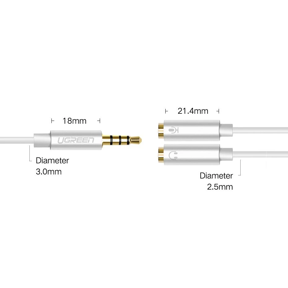 UGREEN ausinių skirstytuvas 3.5 mm - Tamsiai pilkas