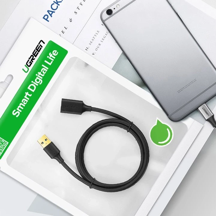 USB 3.0 kabelis UGREEN 10368B, vyriškas, 1 m (juodas)