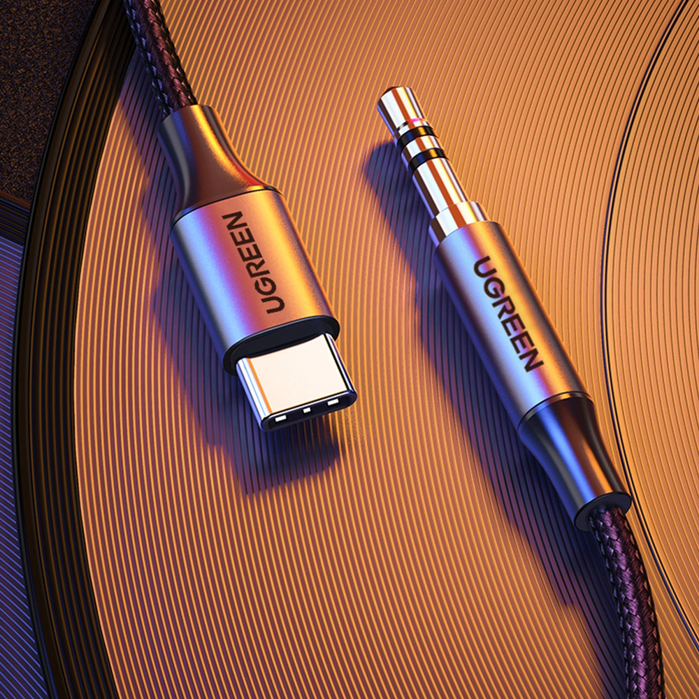 UGREEN lizdas 3.5mm AUX - USB-C kabelis 1m - Pilkas