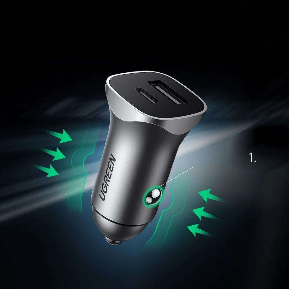 UGREEN automobilinis įkroviklis CD130 USB USB-C 24W