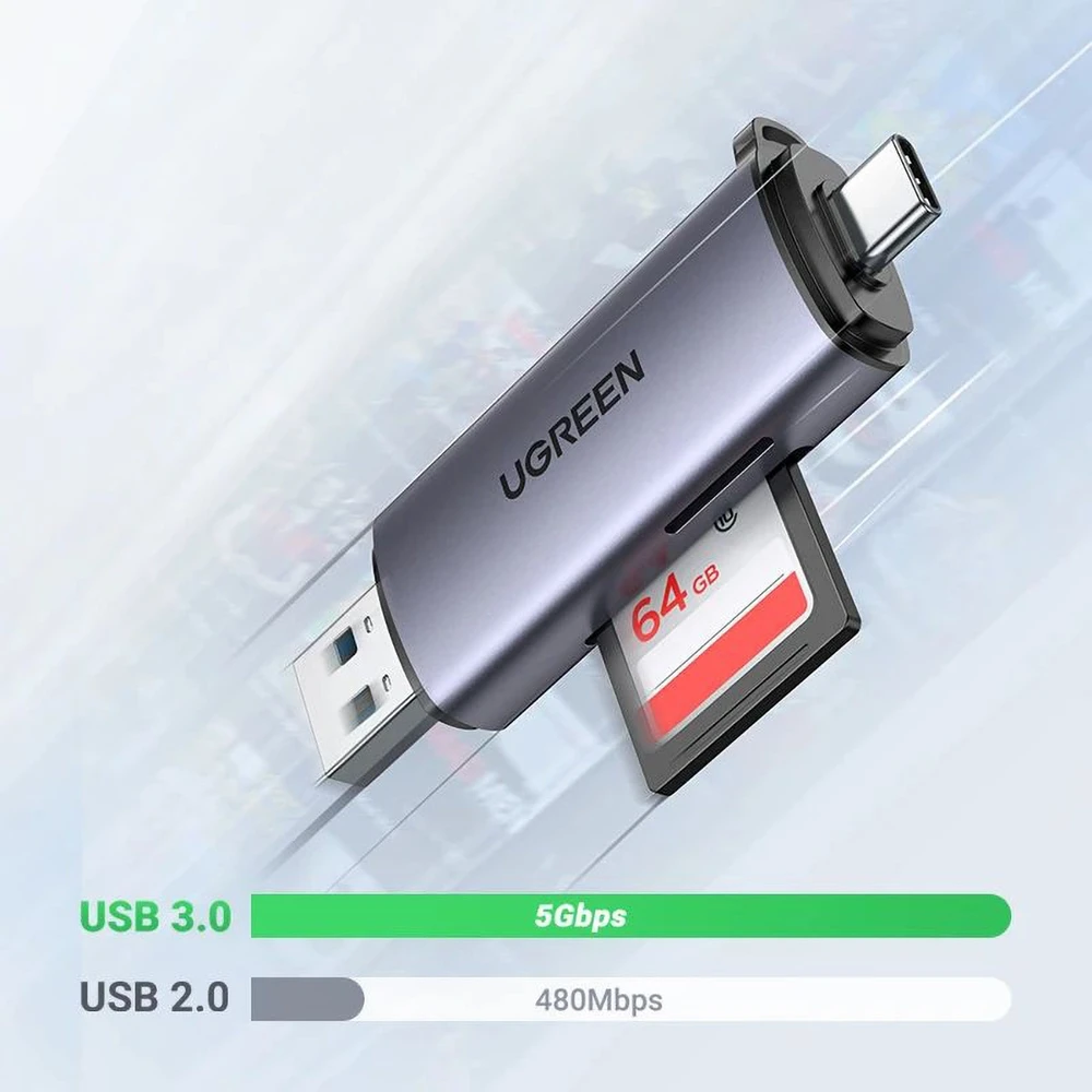 UGREEN USB + USB-C adapteris kortelių skaitytuvas SD + Micro SD