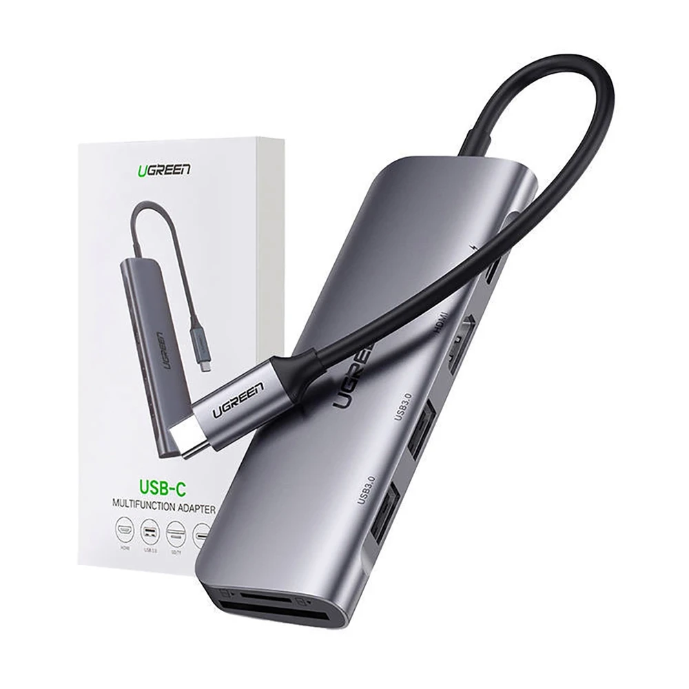 Adapteris HUB UGREEN CM195 USB-C prie HDMI, 2x USB-A 3.0, SD/TF, PD