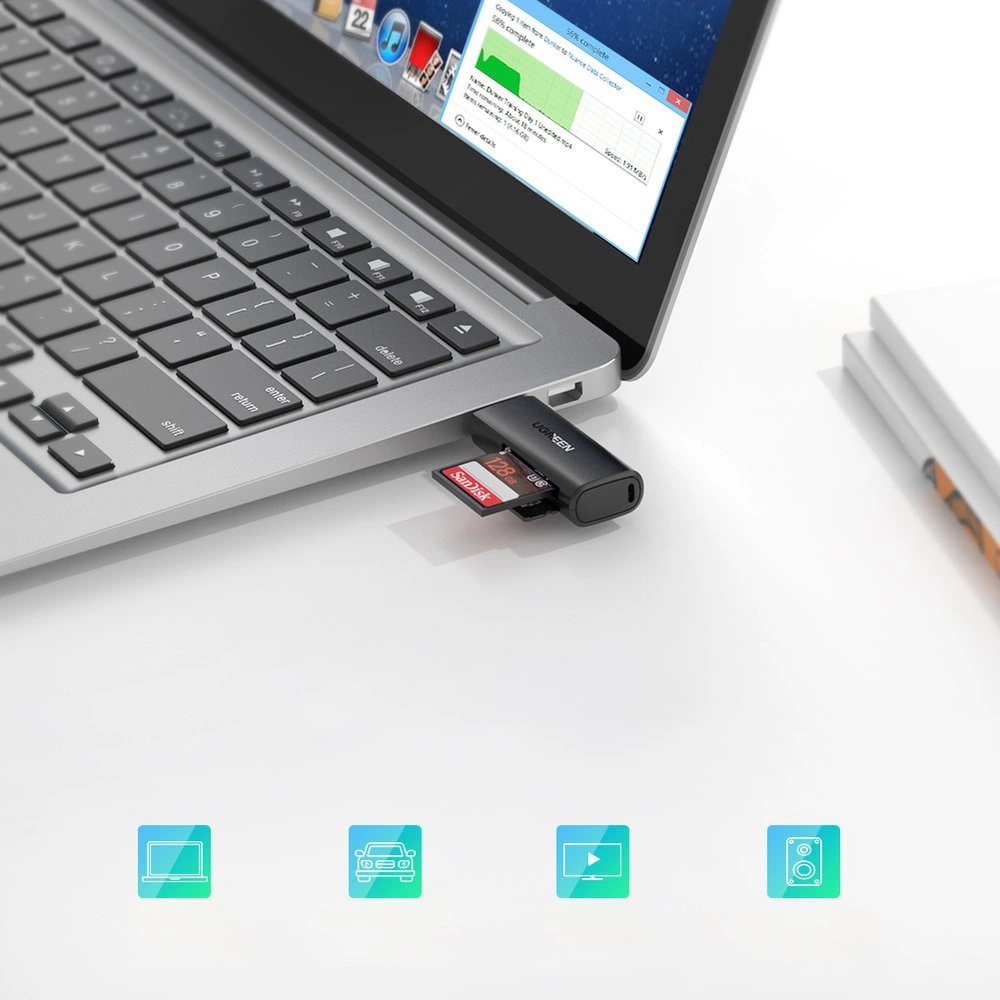 UGREEN CM264 TF/SD USB 3.0 atminties kortelių skaitytuvas juodas