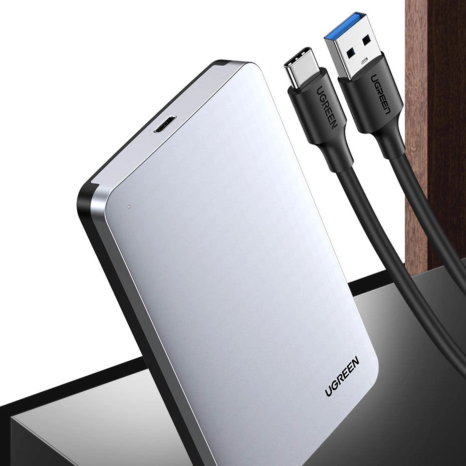 Ugreen CM300 70498 skyrius 2,5'' SATA 3.0 6Gbps kietasis diskas - pilka + USB-C - USB-A laidas 0,5 m