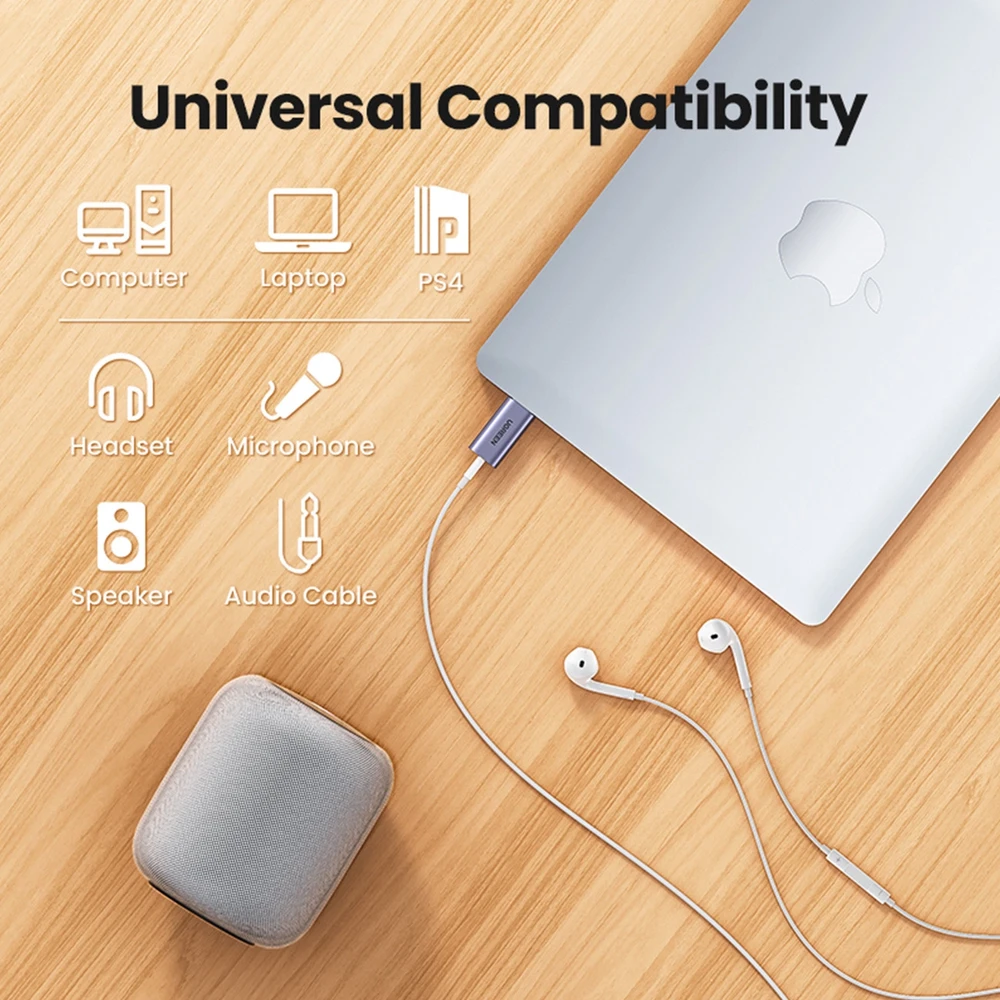 UGREEN CM383 USB į mini lizdo 3.5 mm garso adapterį