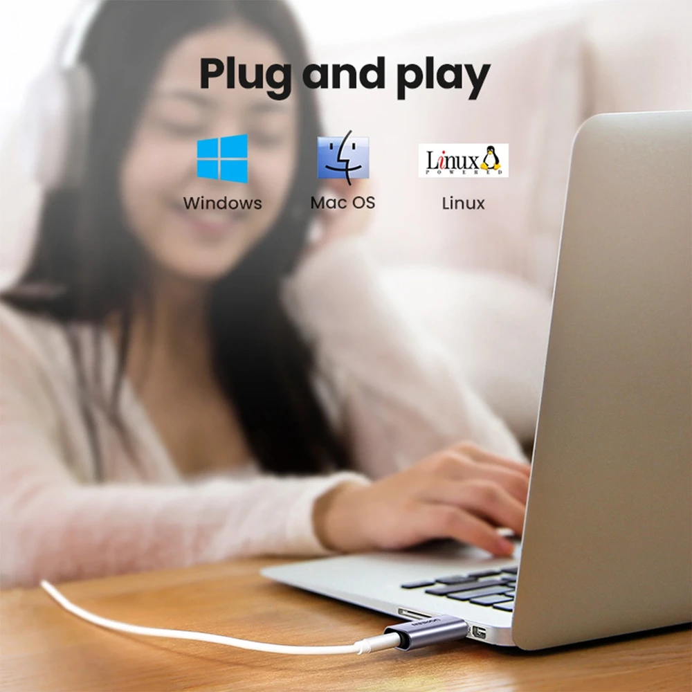 UGREEN CM383 USB į mini lizdo 3.5 mm garso adapterį