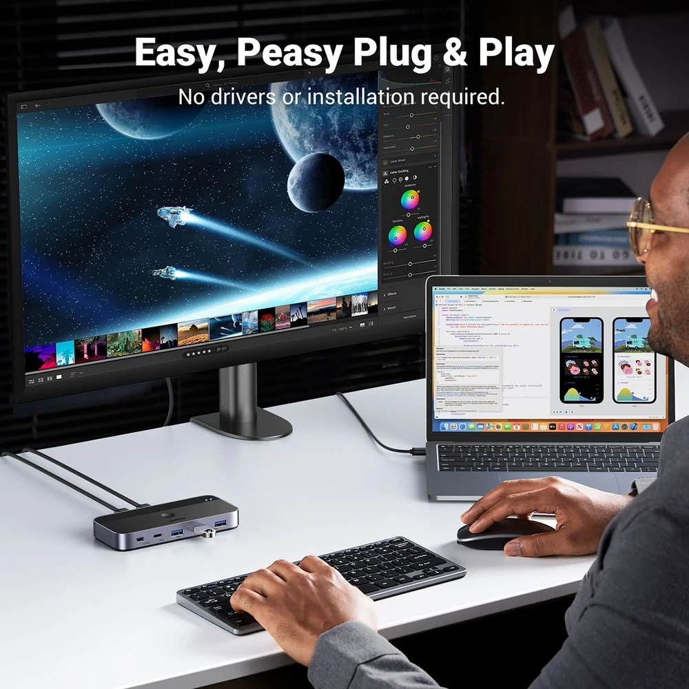 Ugreen USB 3.0 perjungėjas (2 PC <-> 4 įrenginiai (3x USB-A + USB-C))