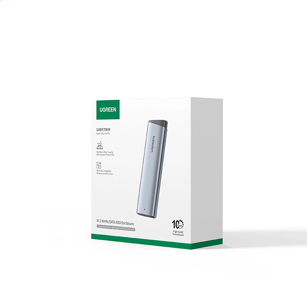 Ugreen CM767 M.2 NVMe/SATA SSD Disk Dėklas - sidabro spalvos