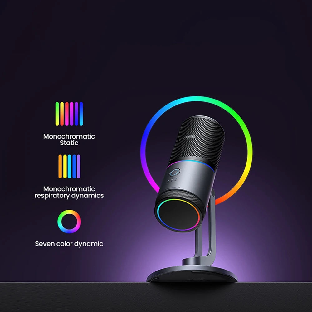 Ugreen Stalinis USB-C mikrofonas 24bit/96kHz su RGB apšvietimu