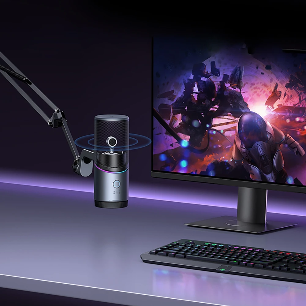 Ugreen Stalinis USB-C mikrofonas 24bit/96kHz su RGB apšvietimu