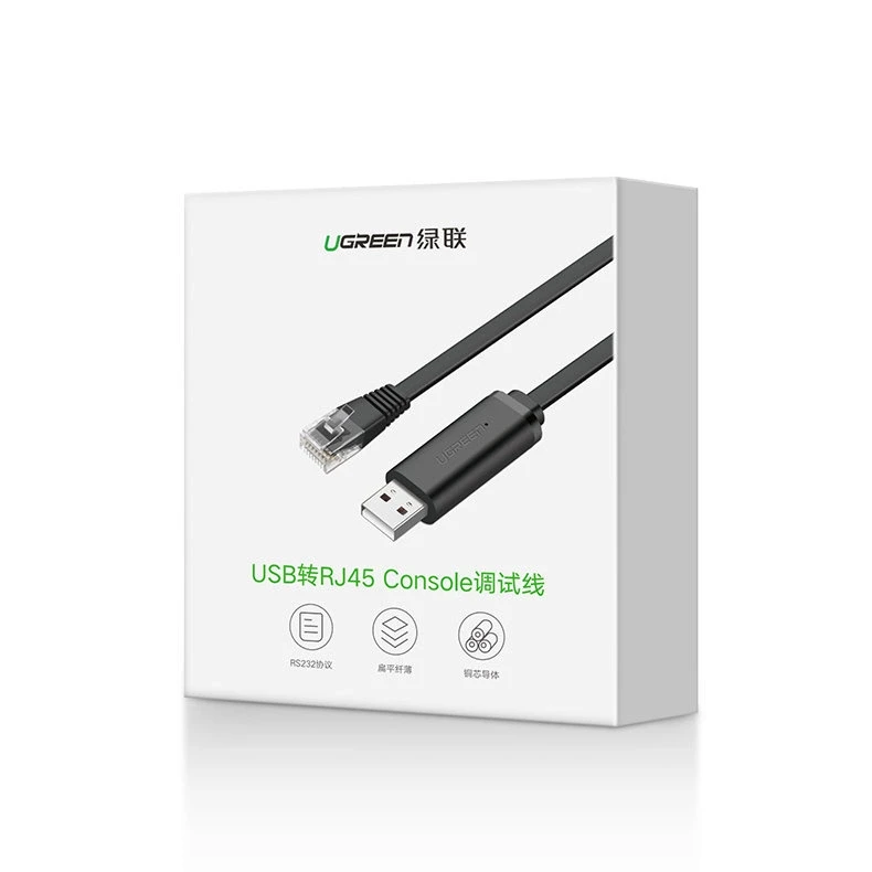 UGREEN CM204, RS232 konsolės kabelis tinklo įrenginiams 1.5m - Juodas