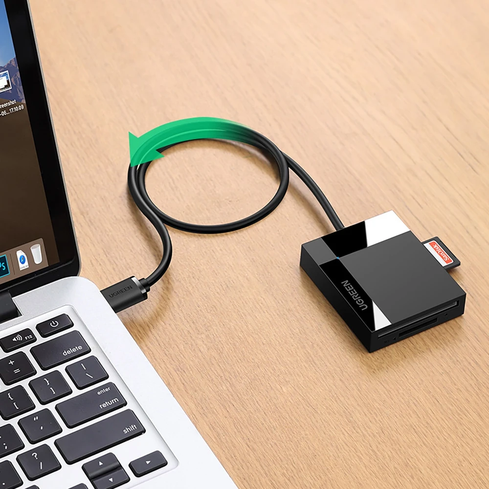 UGREEN 4in1 kortelių skaitytuvas USB 3.0 1m - Juodas