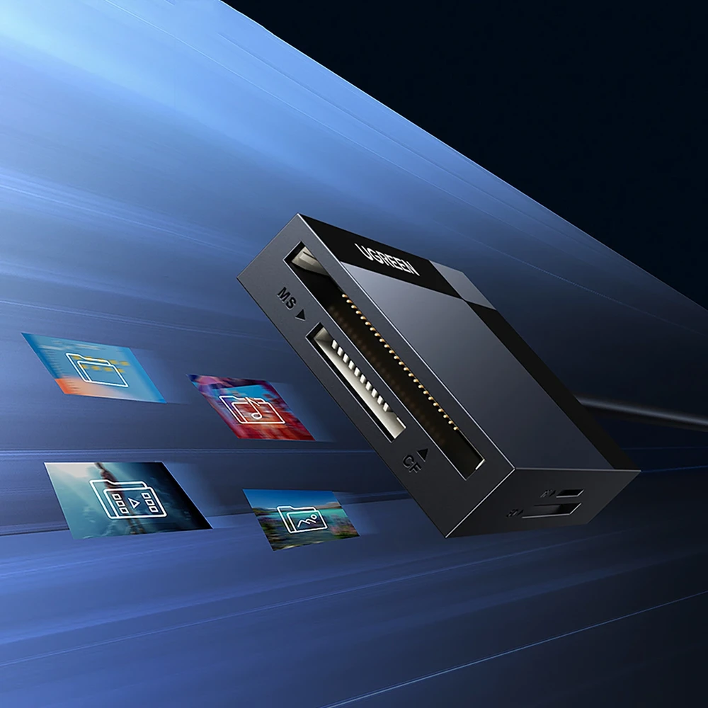 UGREEN 4in1 kortelių skaitytuvas USB 3.0 1m - Juodas