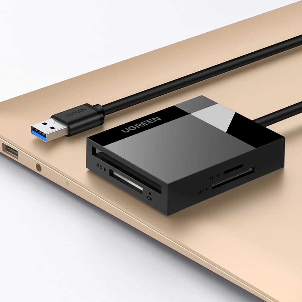 UGREEN 4in1 kortelių skaitytuvas USB 3.0 1m - Juodas
