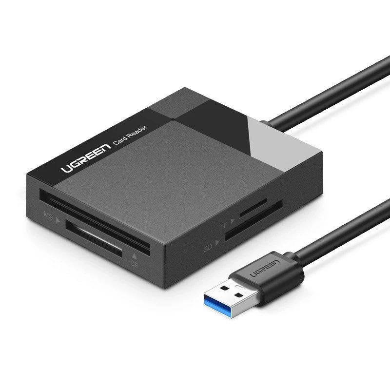 UGREEN 4in1 kortelių skaitytuvas USB 3.0 1m - Juodas