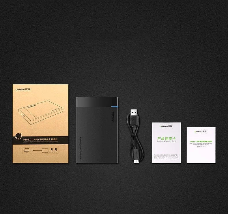 UGREEN 2,5 colio kietojo disko korpusas, skirtas 2,5 colio SATA SSD ir HDD