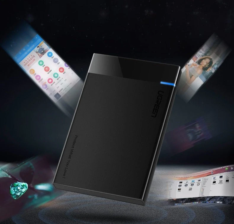 UGREEN 2,5 colio kietojo disko korpusas, skirtas 2,5 colio SATA SSD ir HDD