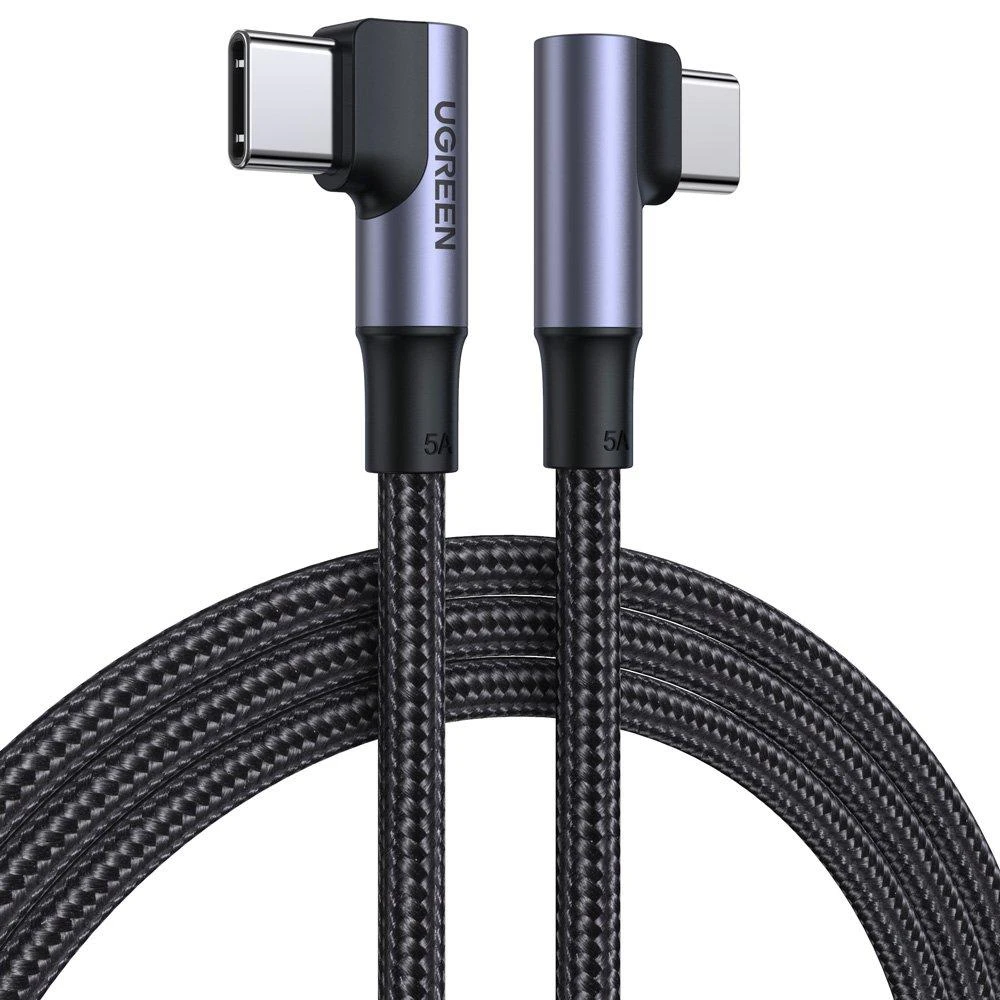 UGREEN US335 Kampinis USB-C kabelis 5A 100W 1m - Juodas